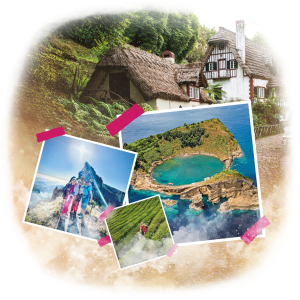 Fotografie přírodní scenérie, hor a tradičních domů