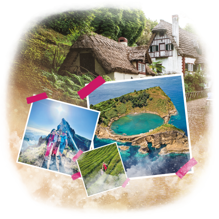 Fotografie přírodní scenérie, hor a tradičních domů