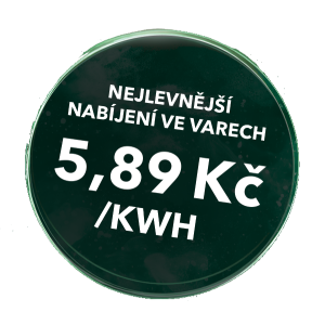 ALT text: Zelené kulaté logo s cenou 5,89 Kč za kWh