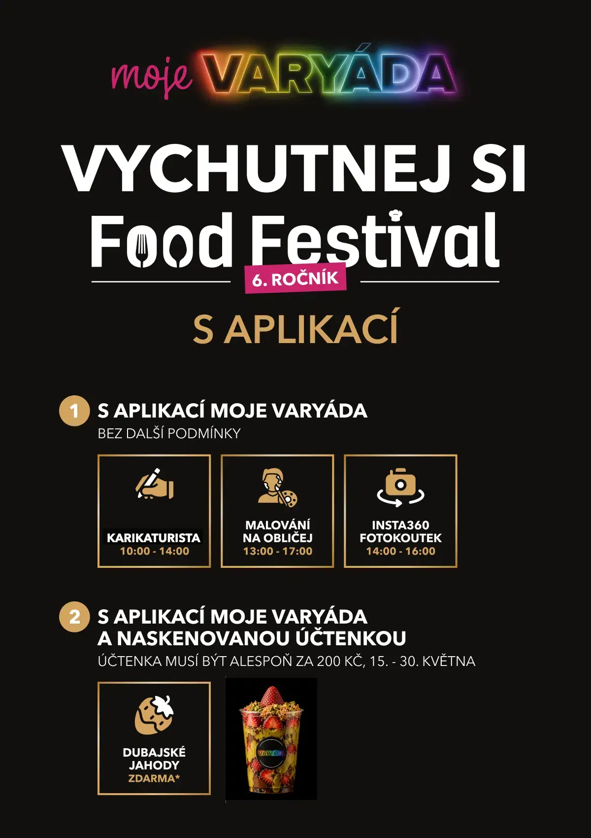 Plakát propagující food festival s aplikací Moje Varyáda