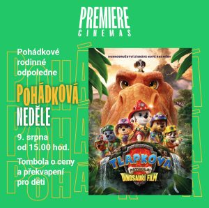 ALT text: Plakát filmové akce pro děti s motivem dinosaurů