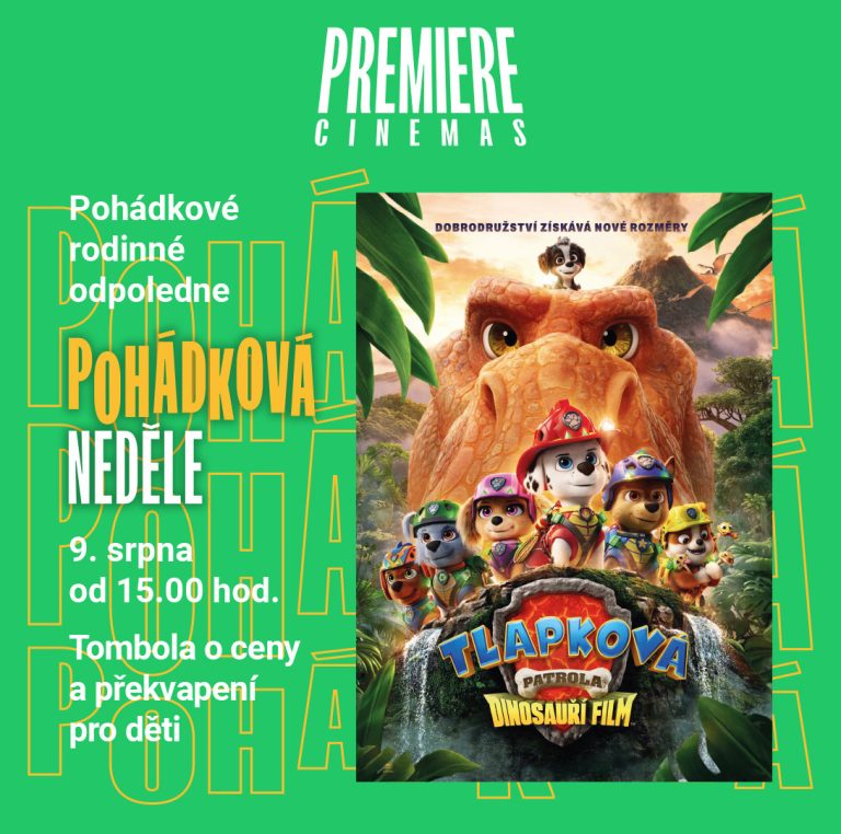 ALT text: Plakát filmové akce pro děti s motivem dinosaurů