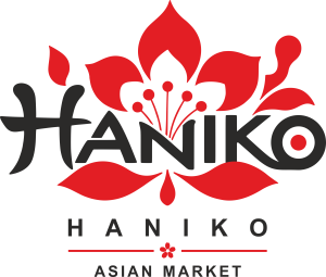 Logo Haniko Asian Market s červenou květinou