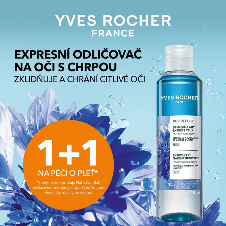 Reklama na odličovač Yves Rocher s modrou chrpou