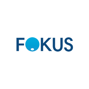 Logo Focus Optic s modrým kruhovým symbolem