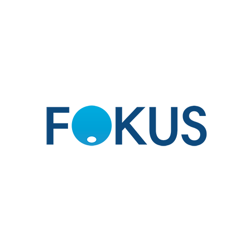 Logo Focus Optic s modrým kruhovým symbolem