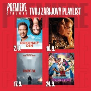 Čtyři filmové plakáty s daty promítání v kině
