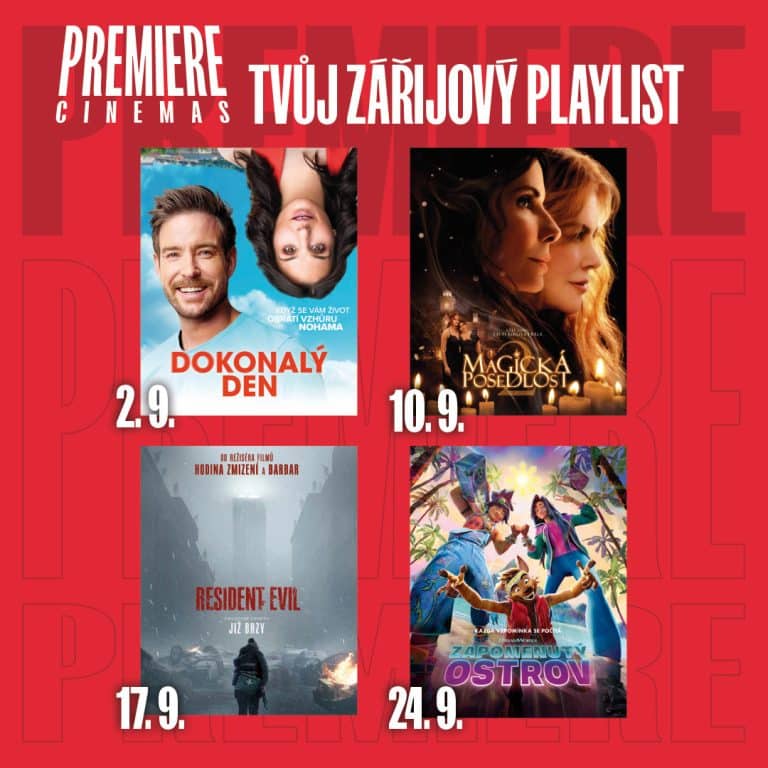 Čtyři filmové plakáty s daty promítání v kině